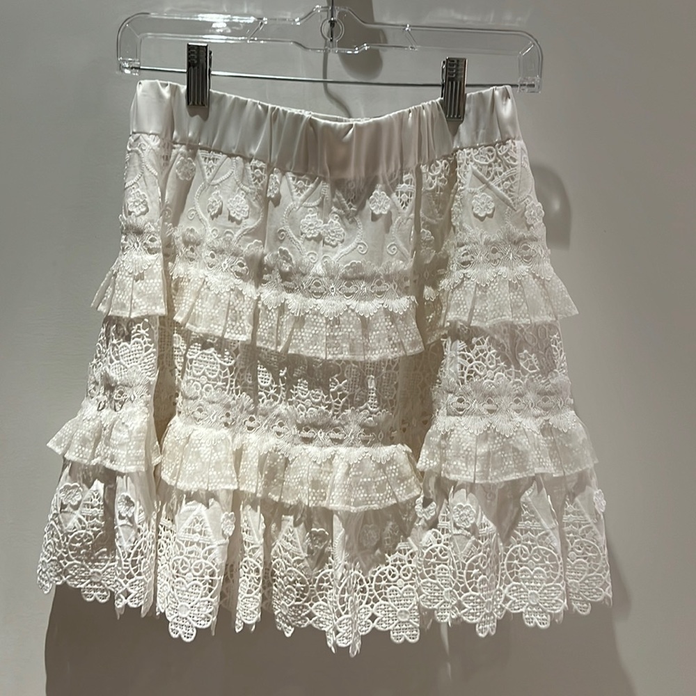 Alexis White Tiered Ruffle Mini Skirt NWOT